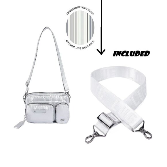 New (without tags) Lug Silver Switcheroo Crossbody w/new Lug Embossed Strap - Picture 1 of 10